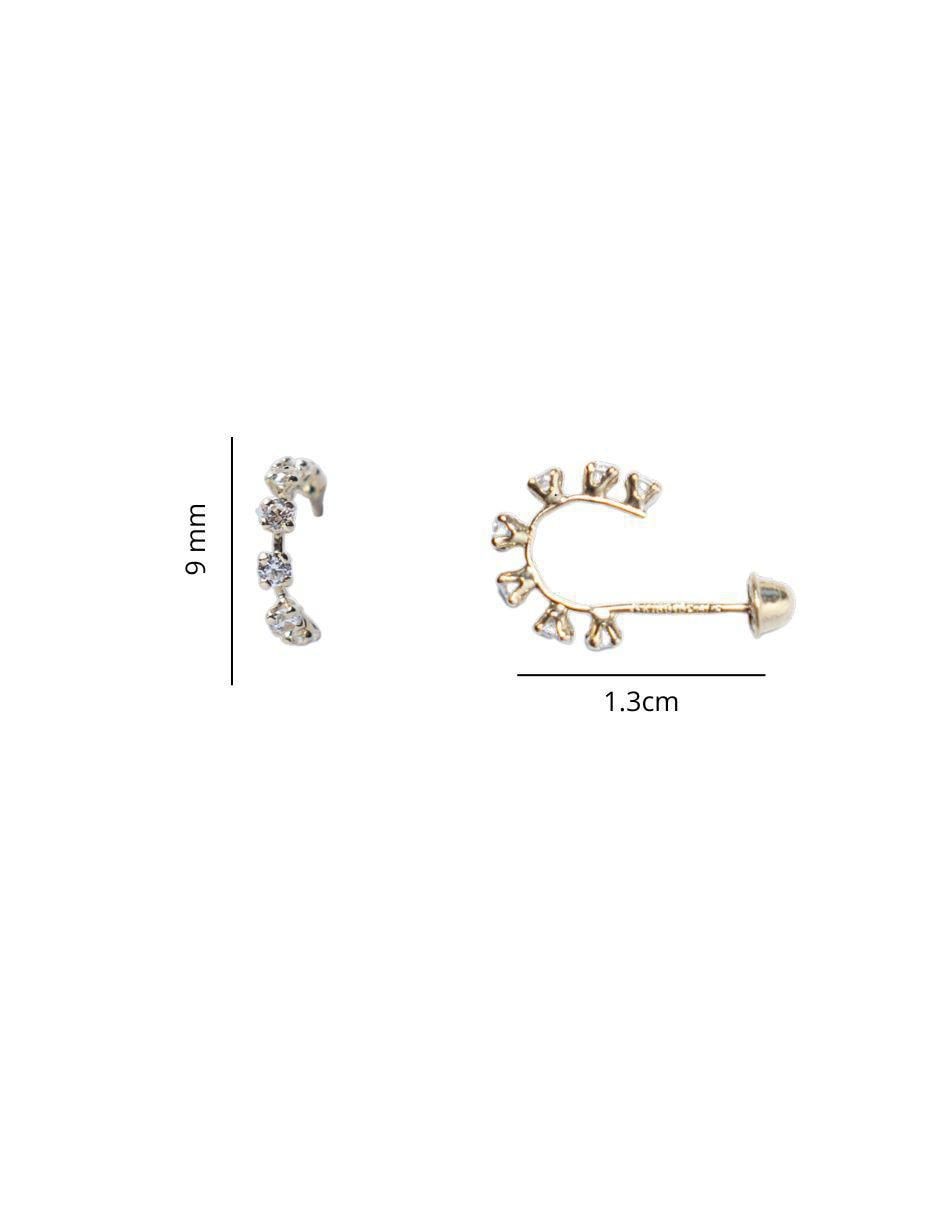 Aretes de media luna de oro 10 K con acabado pavé 6