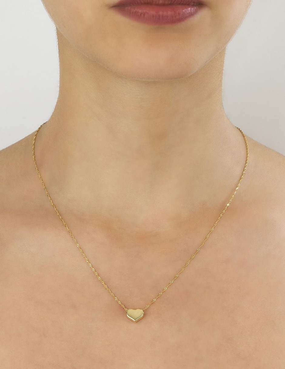 Collar con dije corazón de oro 14 K 2