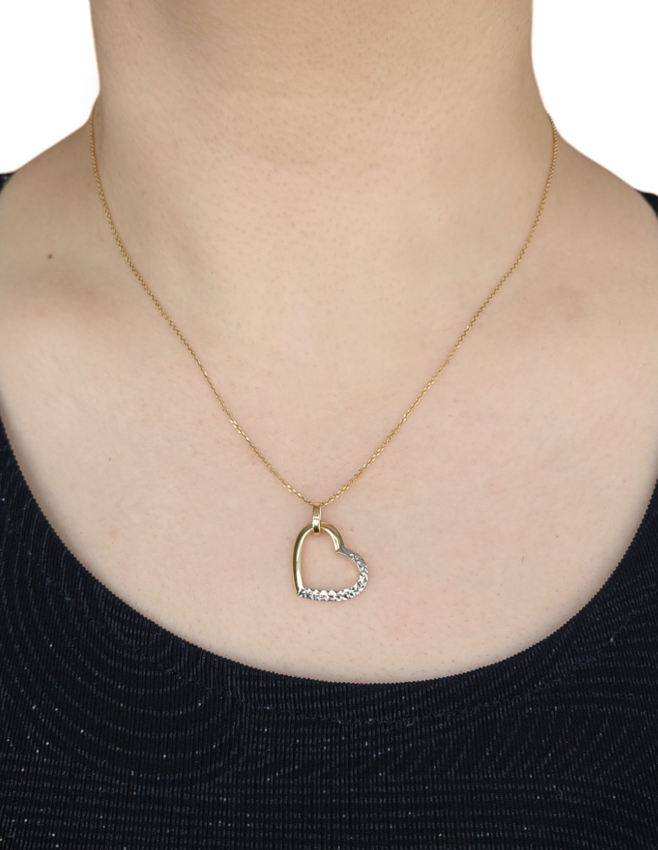 Collar con dije de corazón de oro 14 K 2