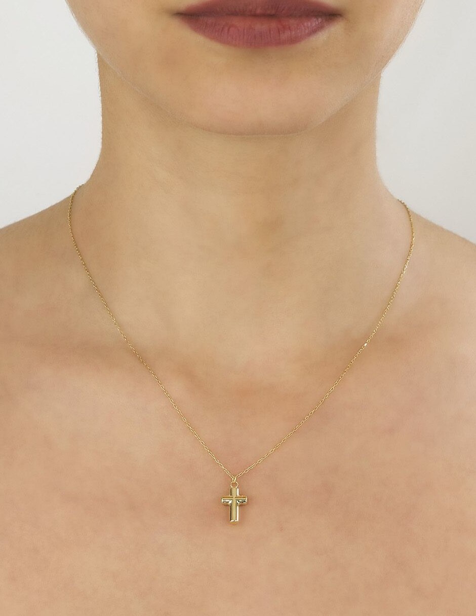 Collar con dije cruz de oro 14 K 2