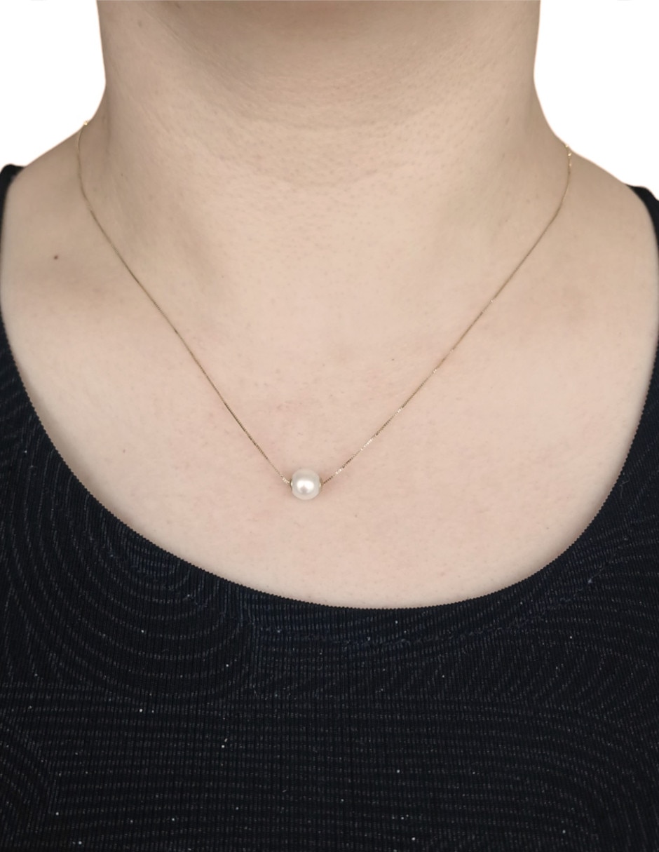 Collar con dije circular de oro 14 K 2