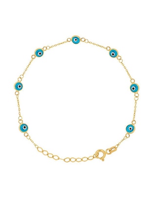 Pulsera de oro amarillo con cristal 14 k con acabado liso 1