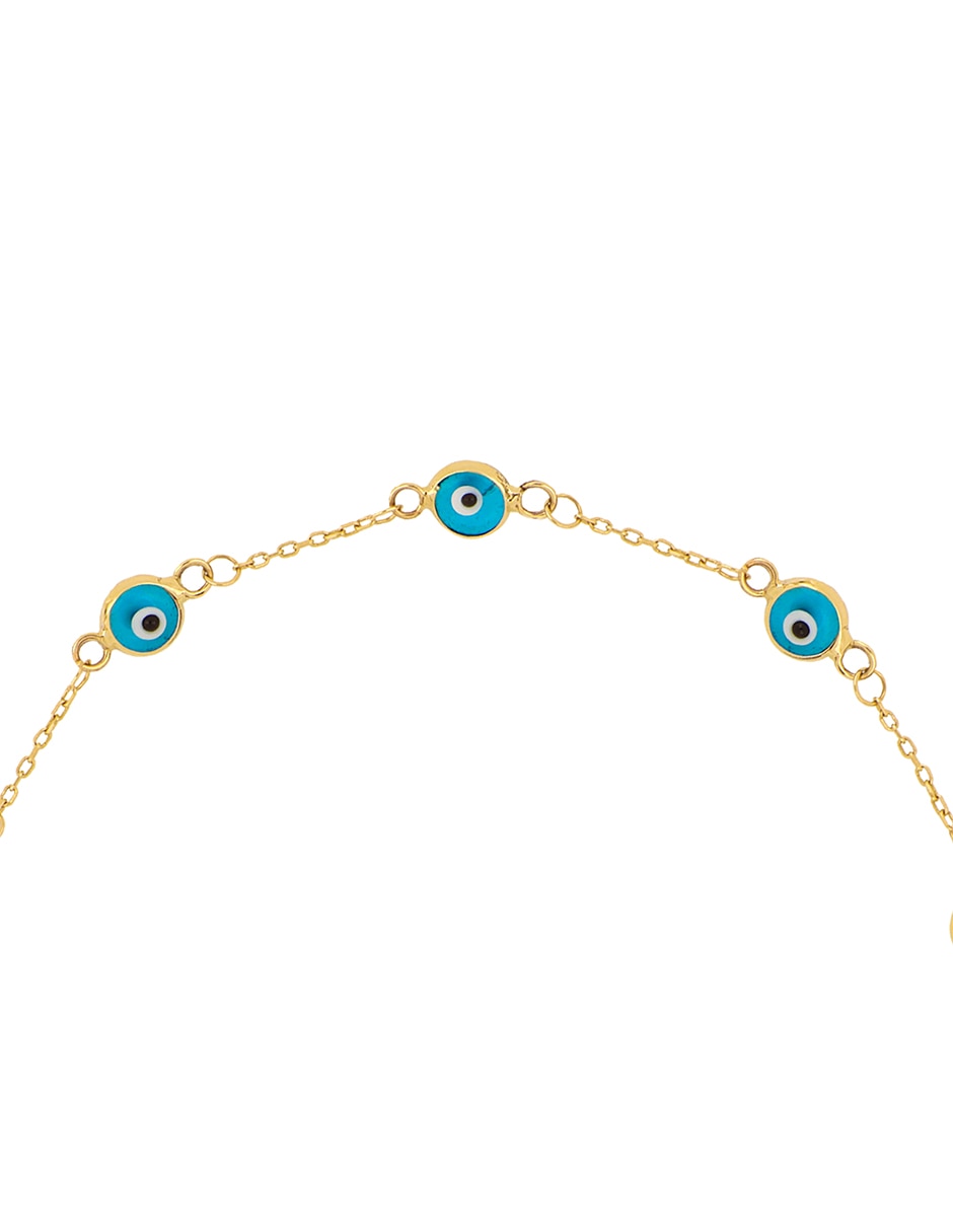 Pulsera de oro amarillo con cristal 14 k con acabado liso 2
