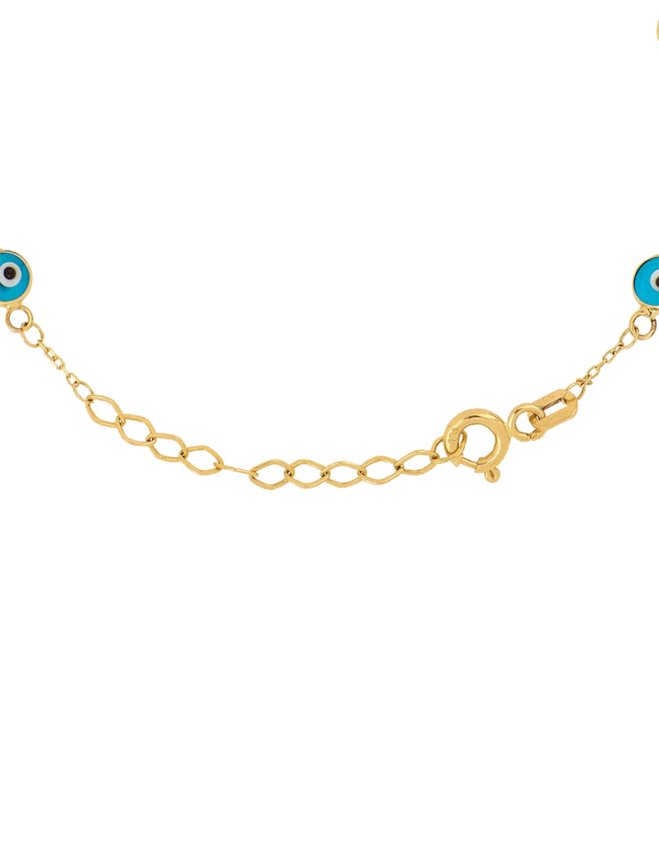 Pulsera de oro amarillo con cristal 14 k con acabado liso 3