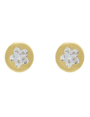 Broqueles de flor de oro amarillo 14 K con acabado brillante Broqueles de flor de oro amarillo 14 K con acabado brillante