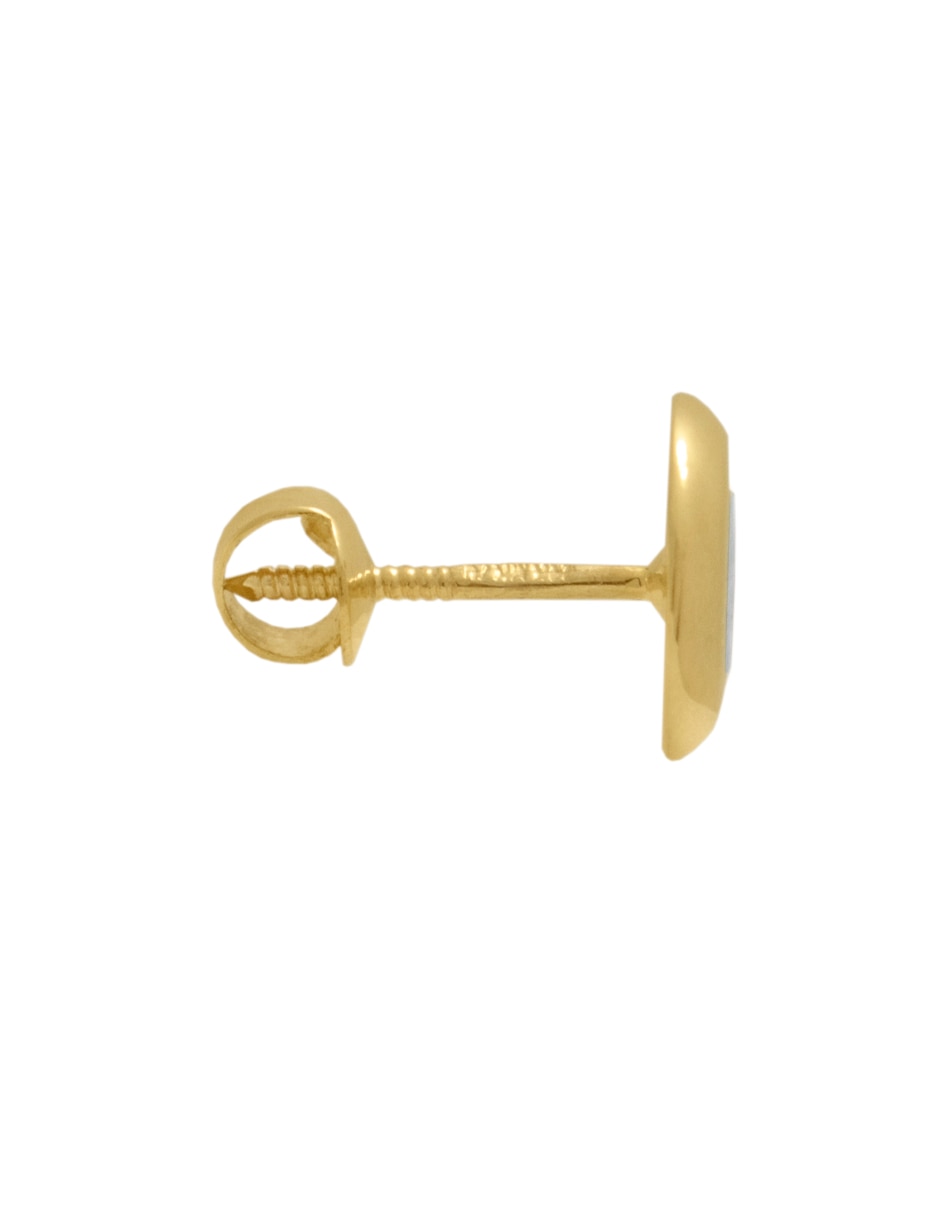 Broqueles redondos de oro amarillo 14 K con acabado brillante madre perla 3