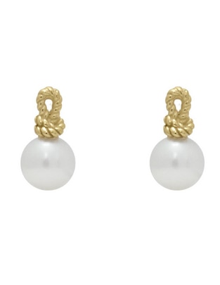Broqueles de nudo de oro amarillo 14 K con acabado texturizado perla