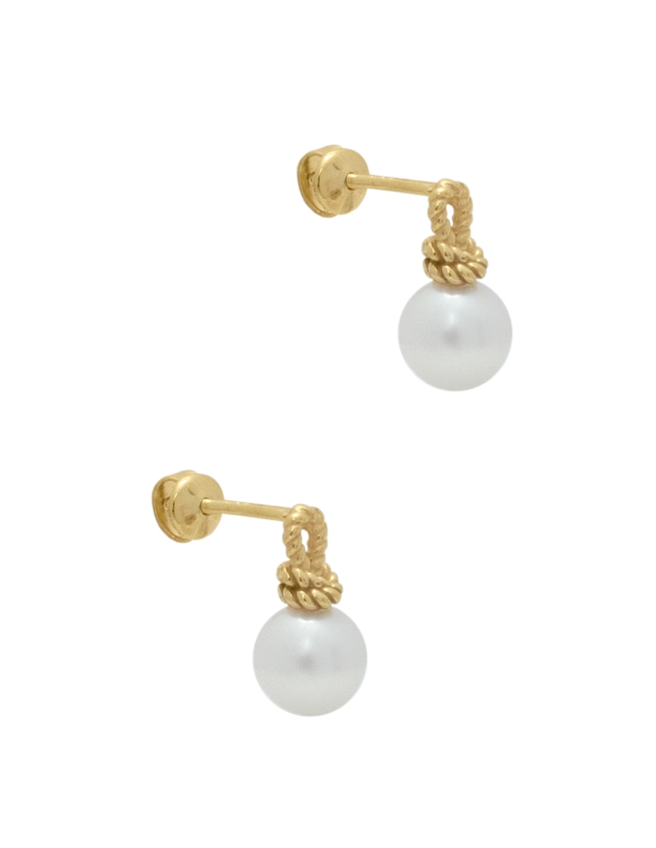 Broqueles de nudo de oro amarillo 14 K con acabado texturizado perla 2