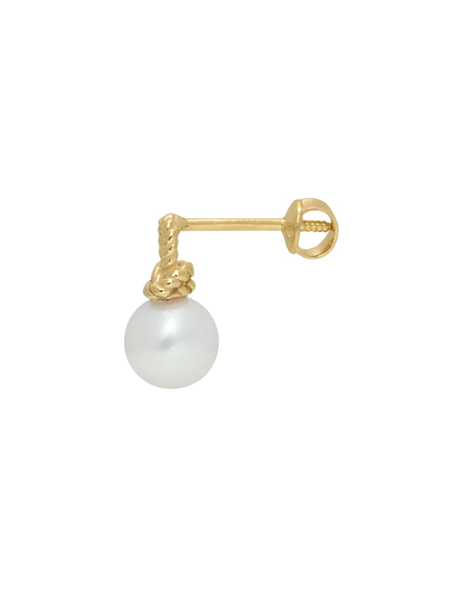 Broqueles de nudo de oro amarillo 14 K con acabado texturizado perla 3