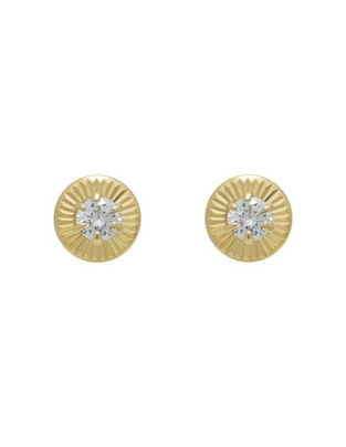 Broqueles redondos de oro amarillo 14 K con acabado diamantado