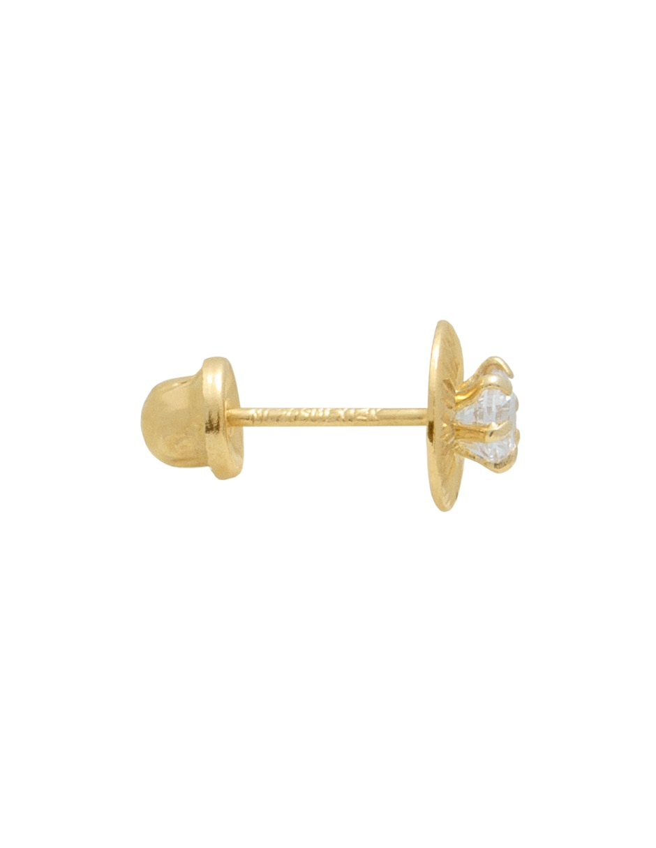 Broqueles redondos de oro amarillo 14 K con acabado diamantado 3