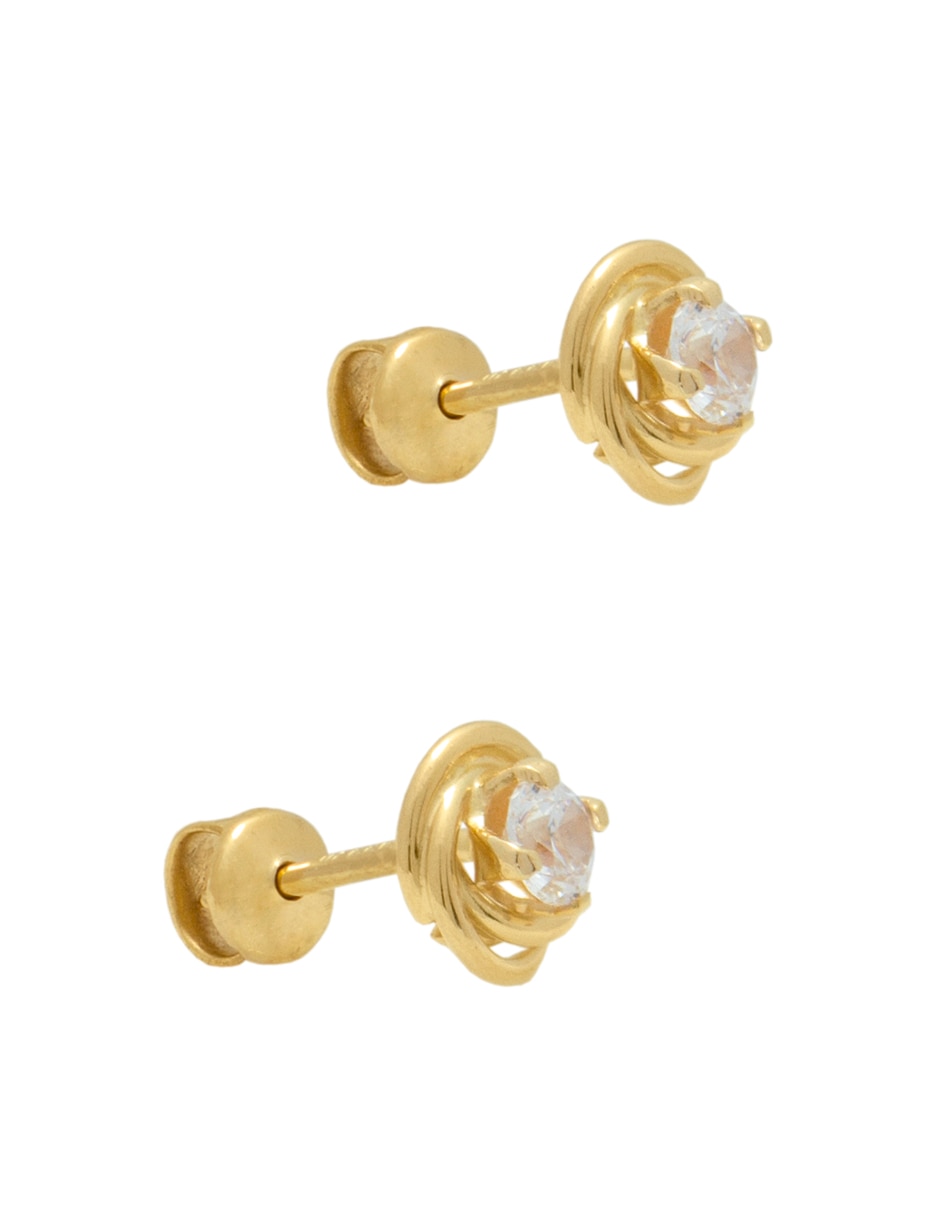 Broqueles de nudo de oro amarillo 14 K con acabado brillante 2