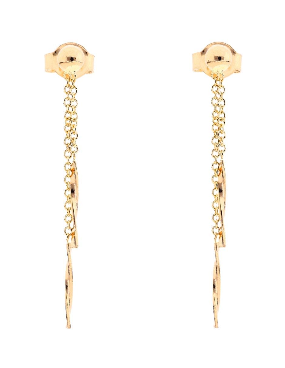 Aretes largos Unoaerre de oro 14 k con acabado brillante