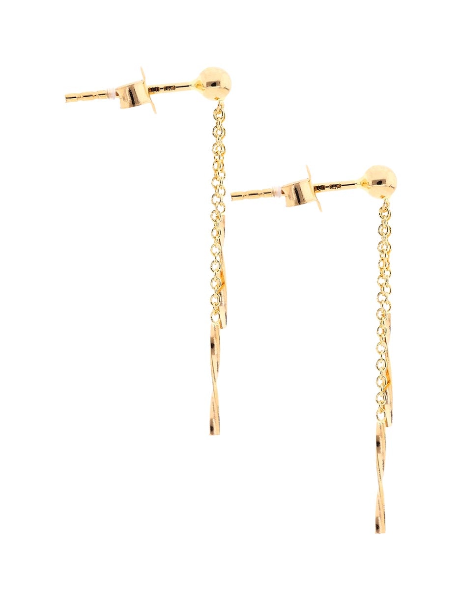 Aretes largos Unoaerre de oro 14 k con acabado brillante