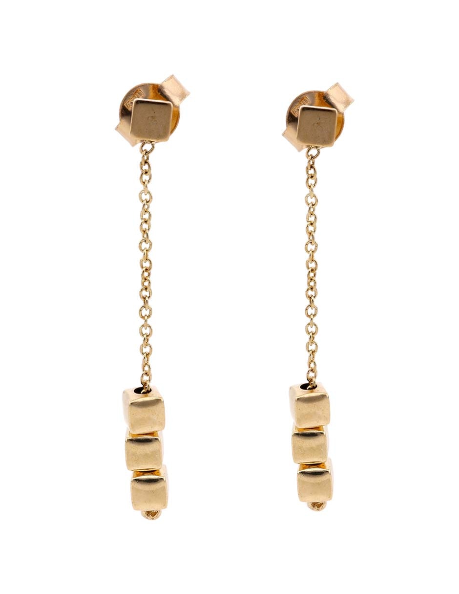 Aretes cuadrados de oro amarillo 14 K con acabado pulido 1