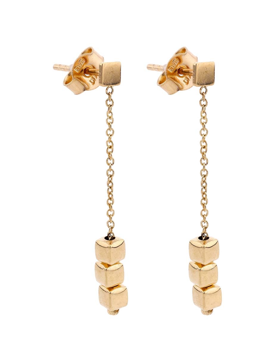 Aretes cuadrados de oro amarillo 14 K con acabado pulido 2