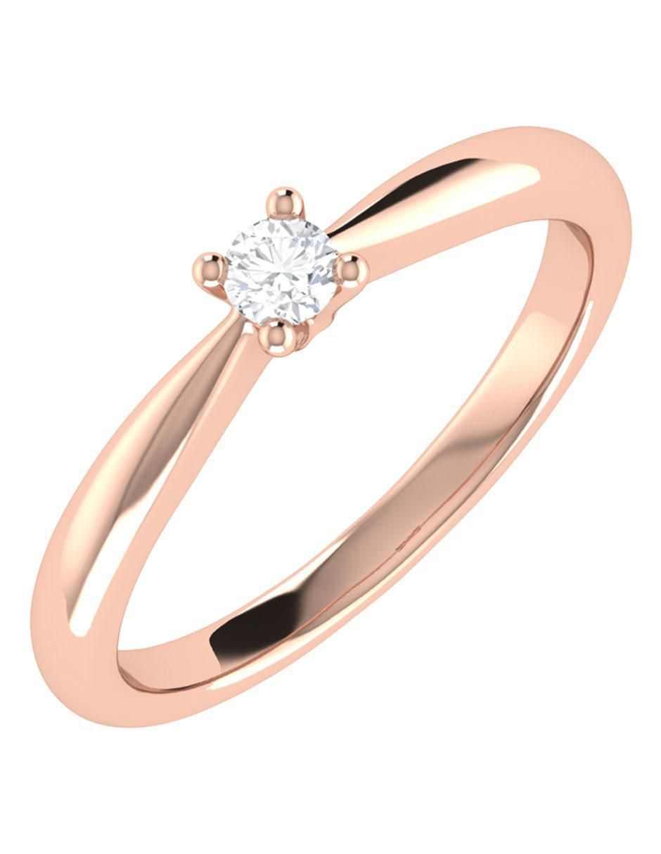 Argolla de oro rosa 14 k diamante 5