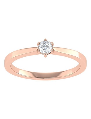Argolla de oro rosa 14 k diamante