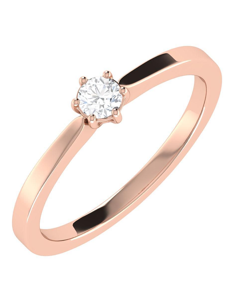 Argolla de oro rosa 14 k diamante 5