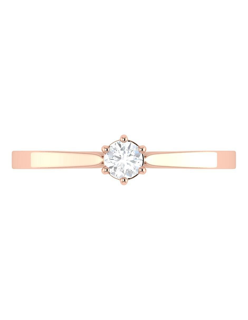 Argolla de oro rosa 14 k diamante