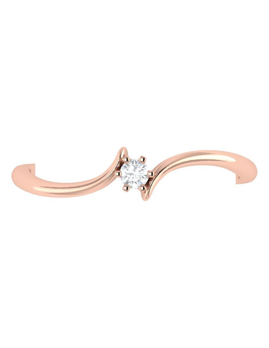 Argolla de oro rosa 14 k diamante