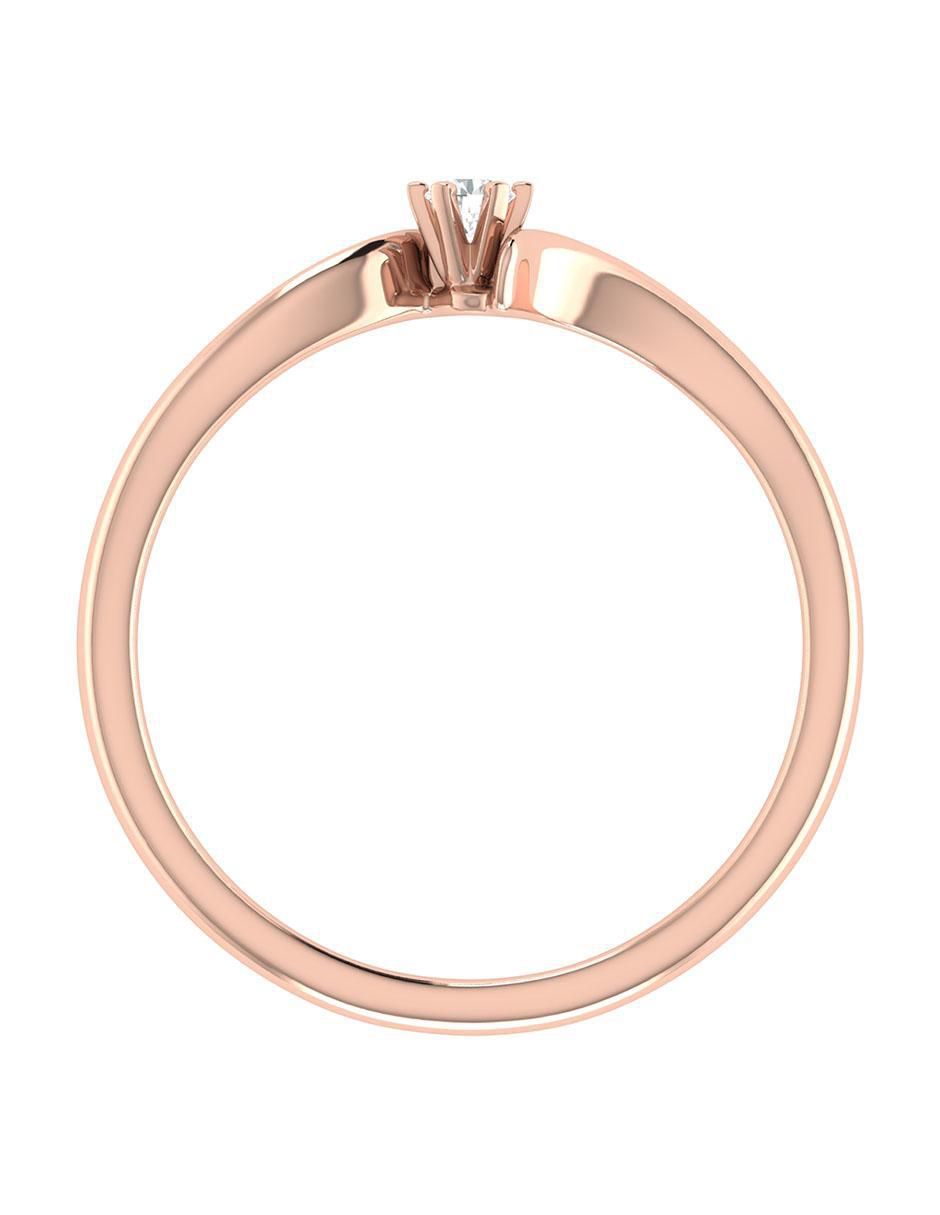 Argolla de oro rosa 14 k diamante