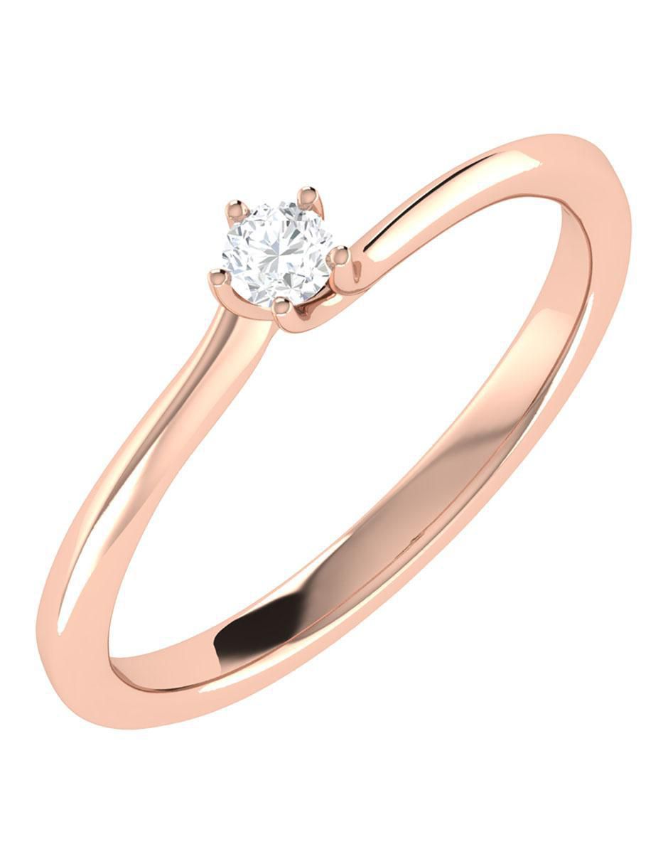 Argolla de oro rosa 14 k diamante 5