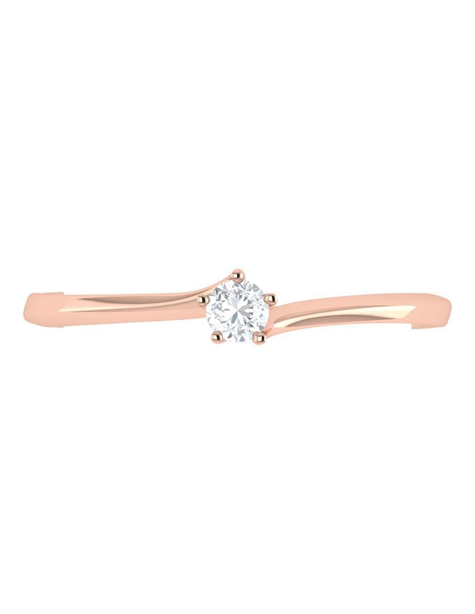 Argolla de oro rosa 14 k diamante 4