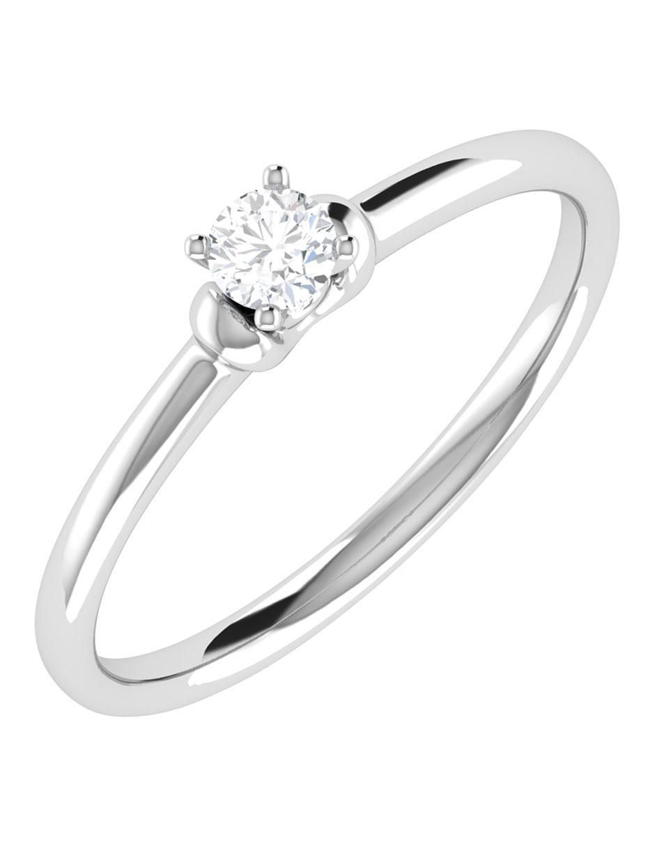Argolla de oro blanco 14 k diamante 5