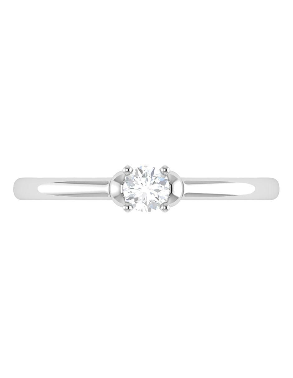 Argolla de oro blanco 14 k diamante