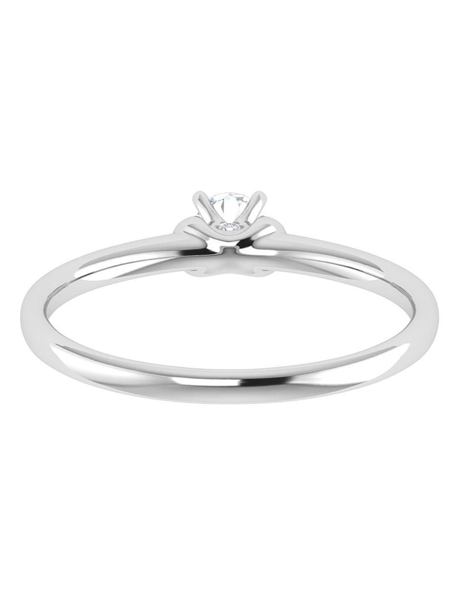Argolla de oro blanco 14 k diamante