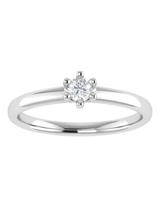Argolla de oro blanco 14 k diamante