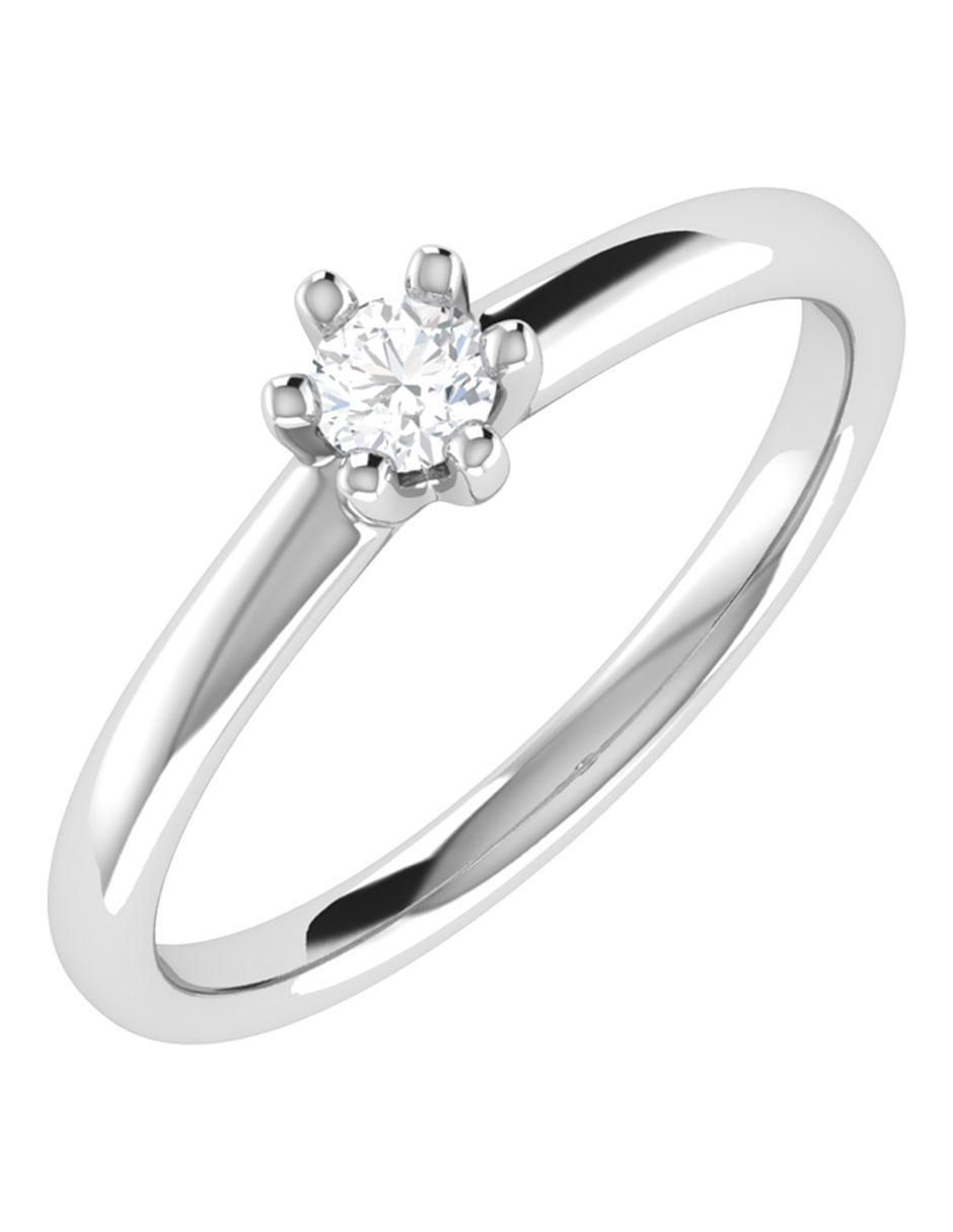 Argolla de oro blanco 14 k diamante 5