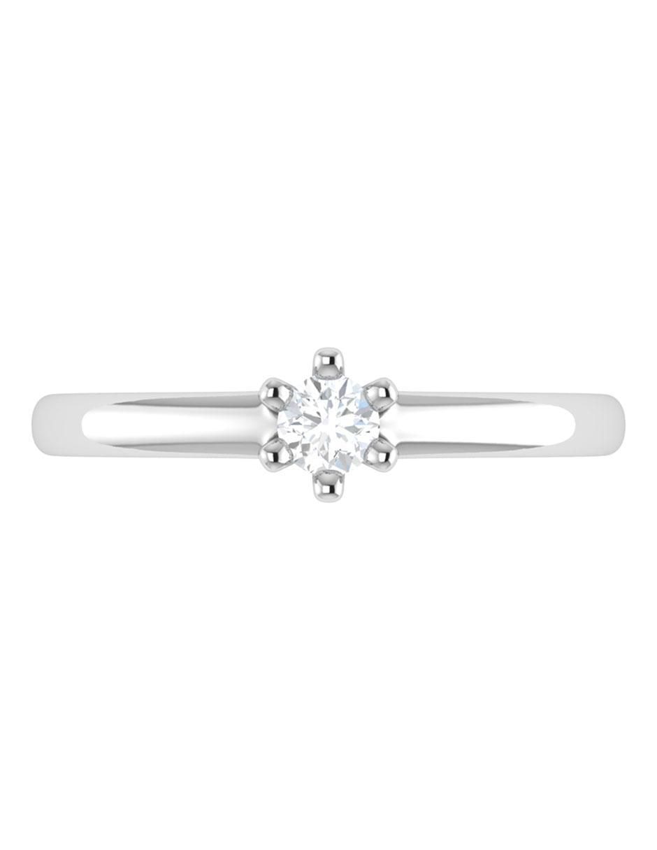 Argolla de oro blanco 14 k diamante