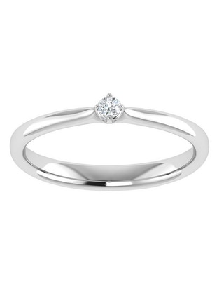 Argolla de oro blanco 14 k diamante