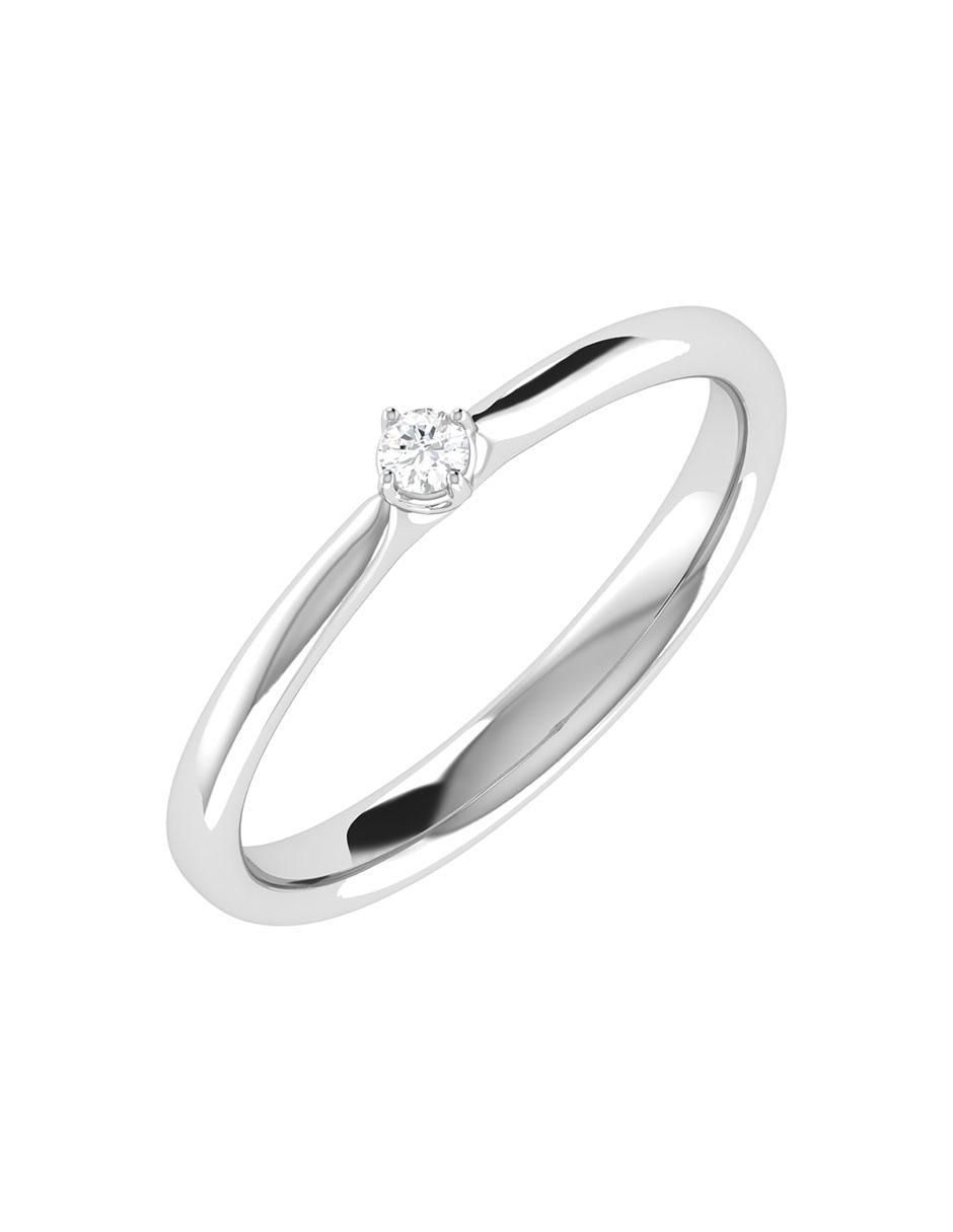 Argolla de oro blanco 14 k diamante 5