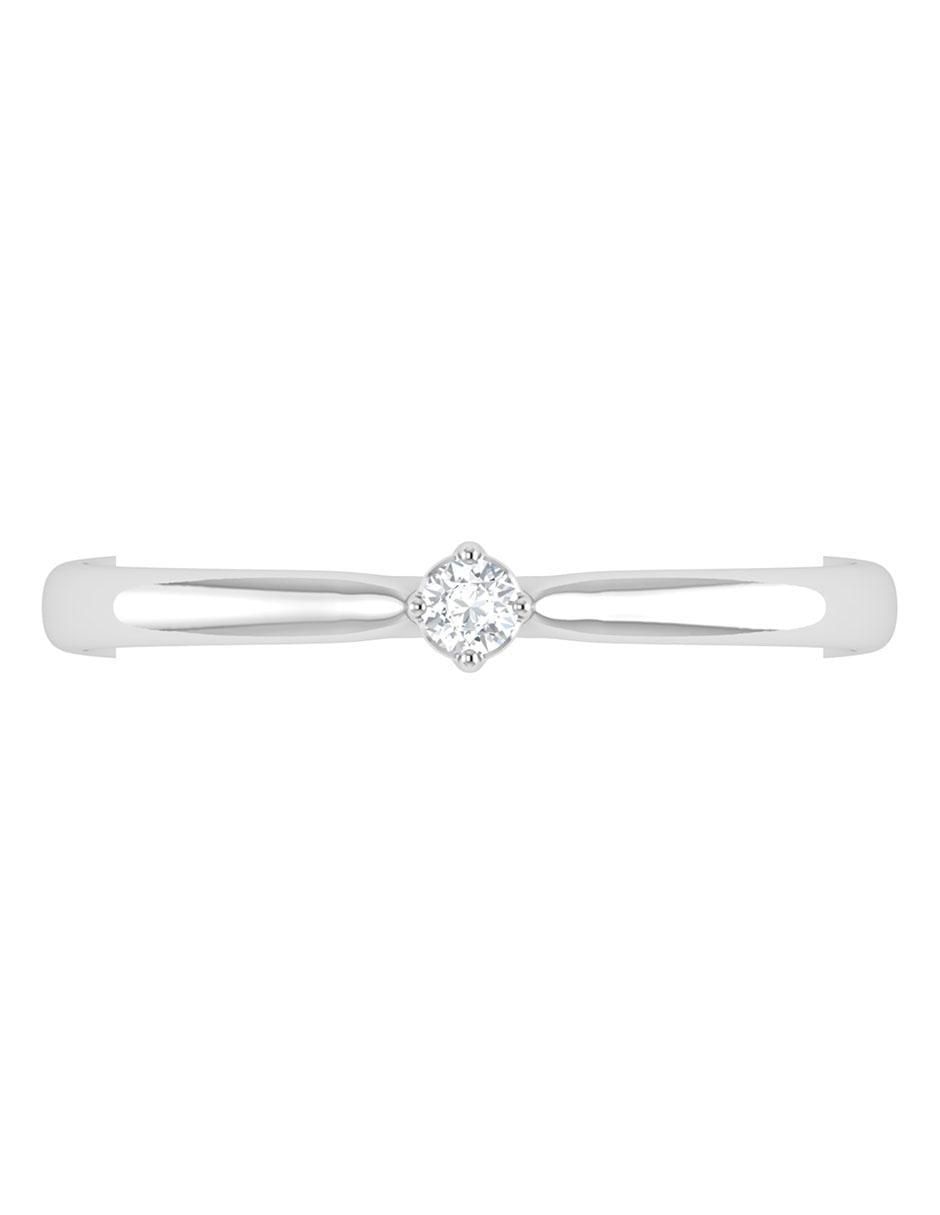 Argolla de oro blanco 14 k diamante 4