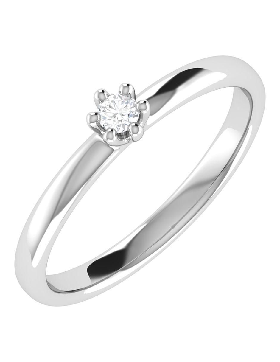Argolla de oro blanco 14 k diamante 5