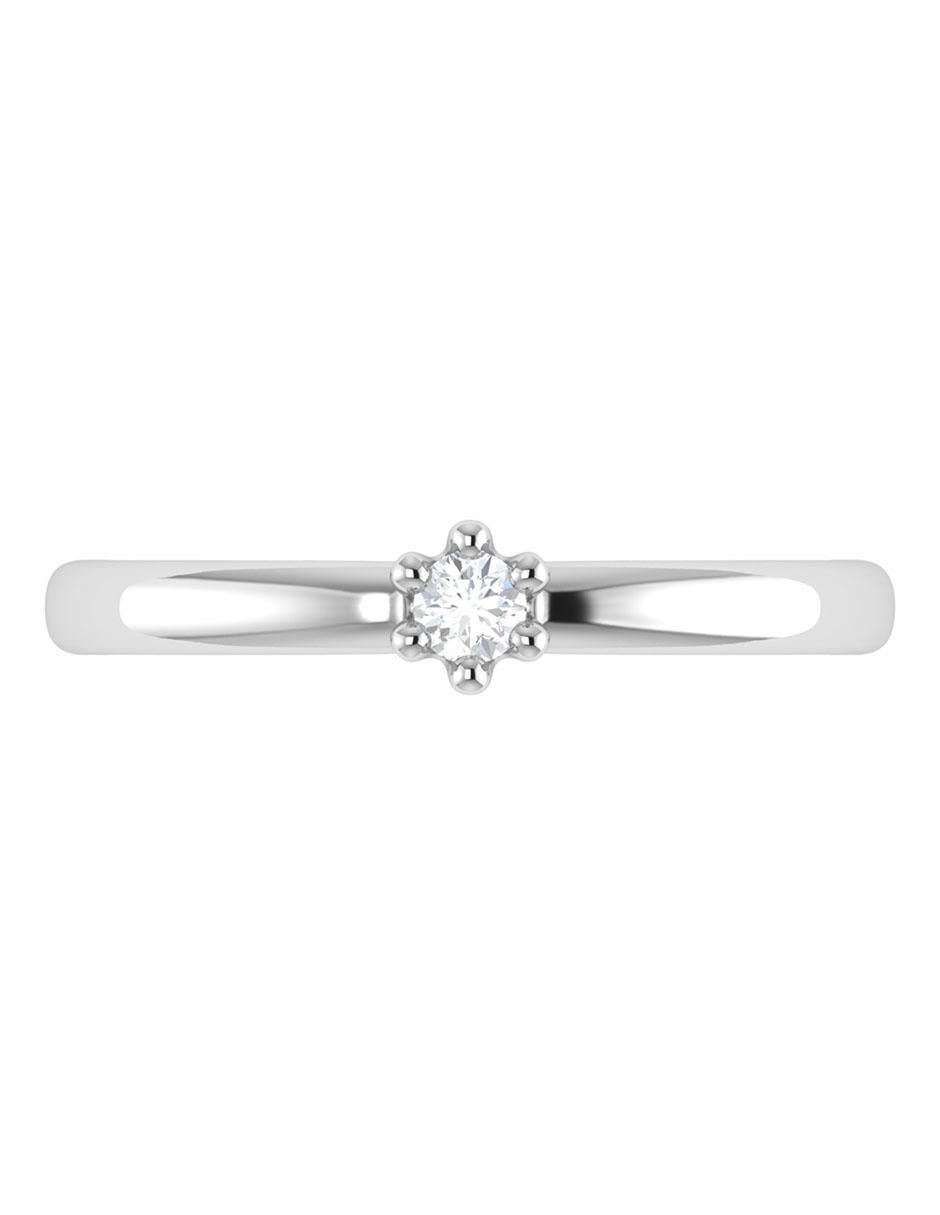 Argolla de oro blanco 14 k diamante