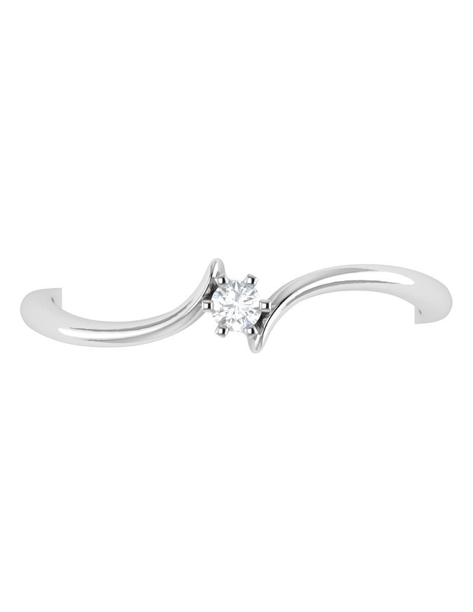 Argolla de oro blanco 14 k diamante