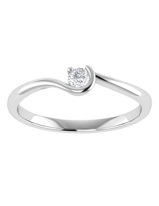 Argolla de oro blanco 14 k diamante
