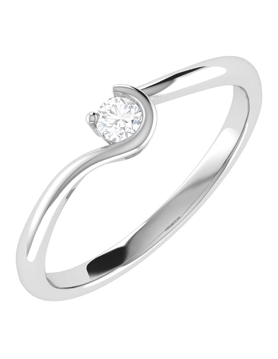 Argolla de oro blanco 14 k diamante 5