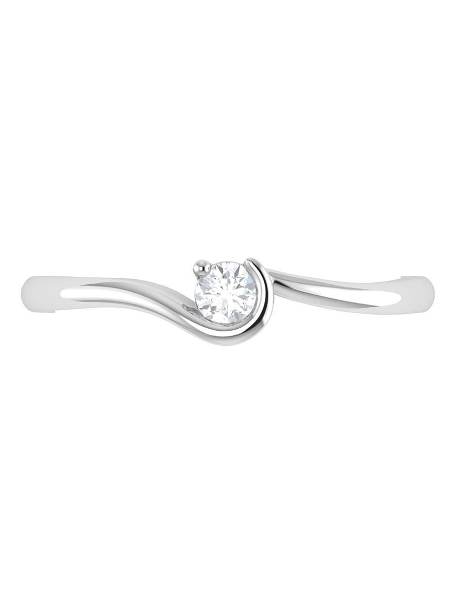 Argolla de oro blanco 14 k diamante