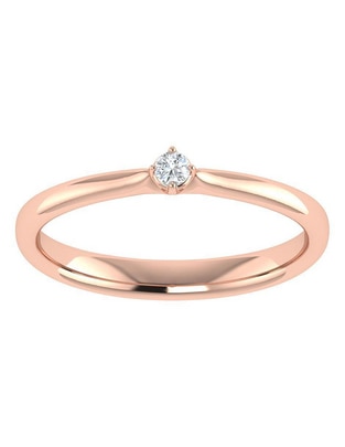 Argolla de oro rosa 14 k diamante