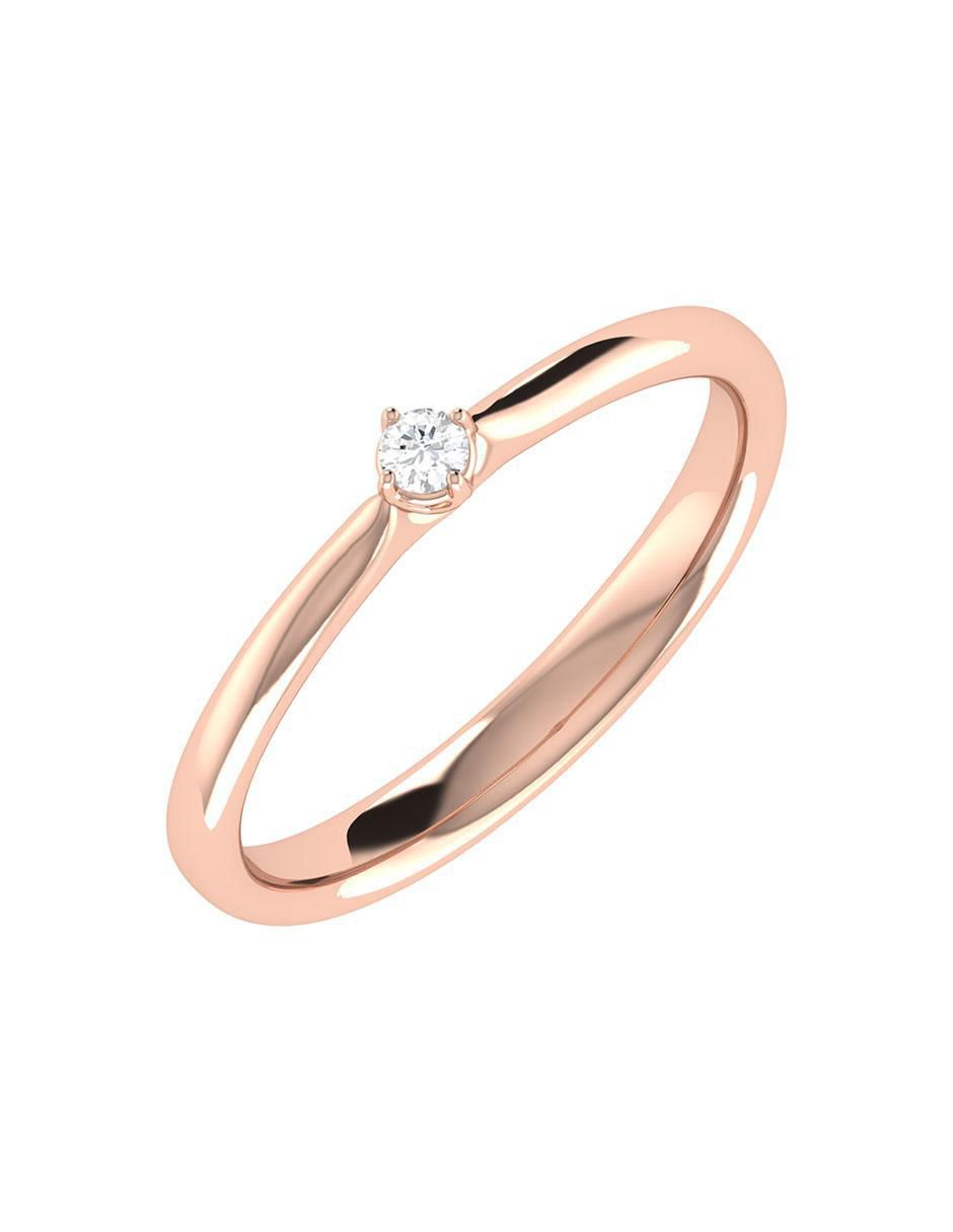 Argolla de oro rosa 14 k diamante 5
