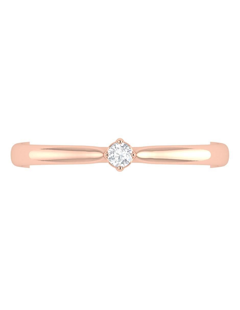 Argolla de oro rosa 14 k diamante