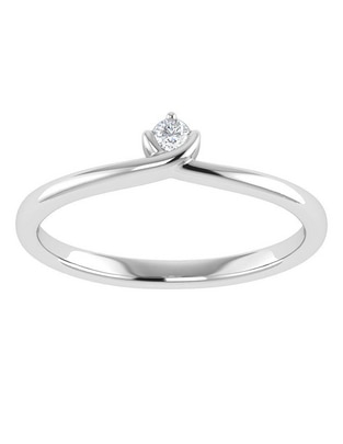 Argolla de oro blanco 14 k diamante
