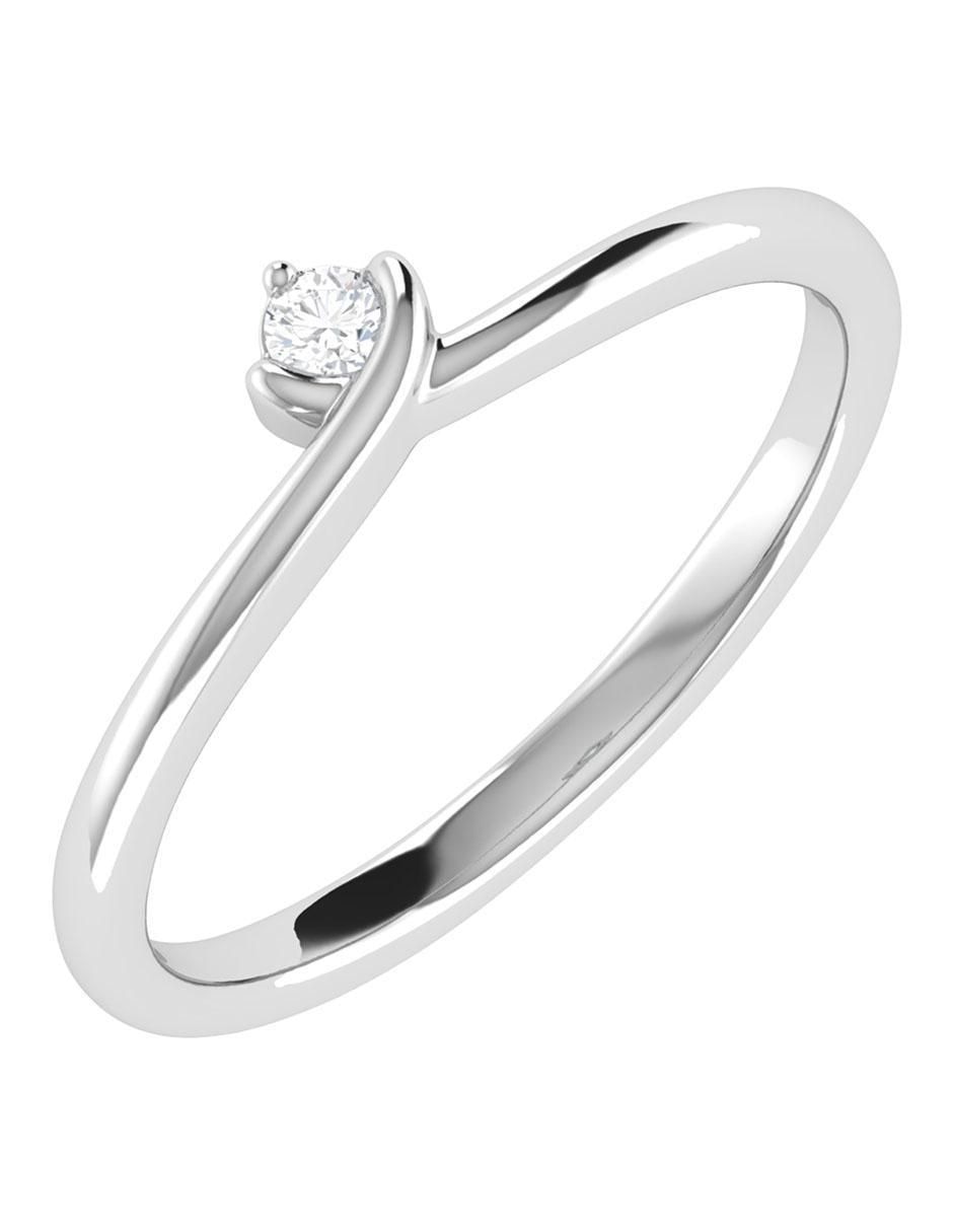 Argolla de oro blanco 14 k diamante 5