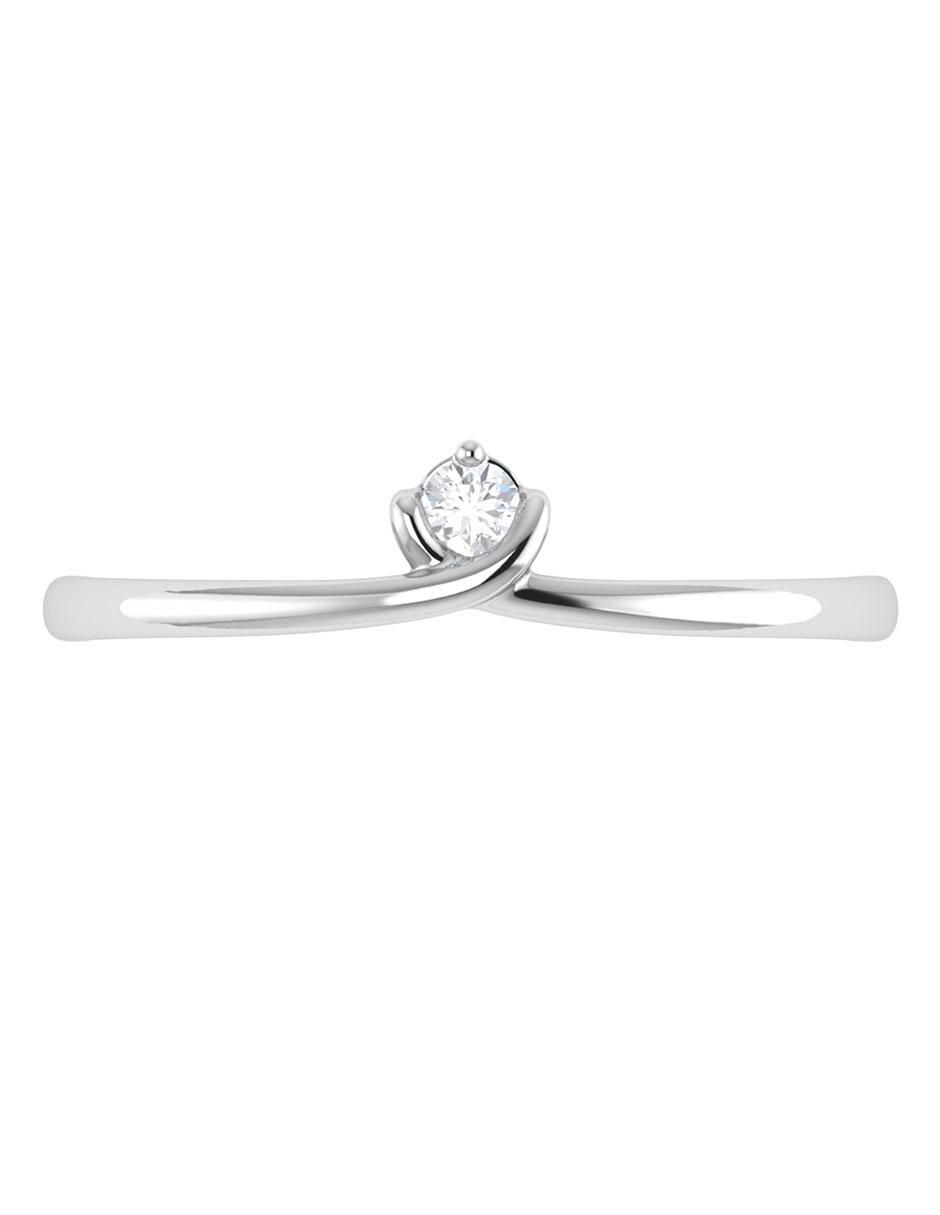 Argolla de oro blanco 14 k diamante