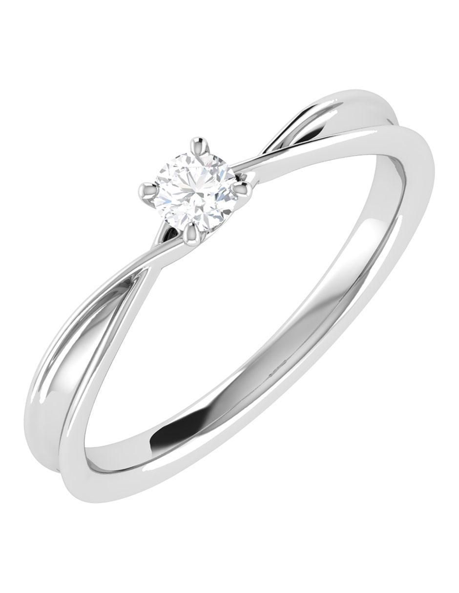 Argolla de oro blanco 14 k diamante 2